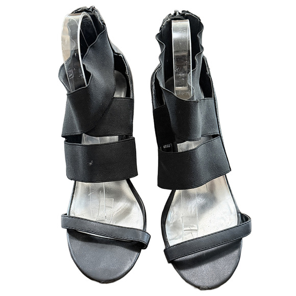 8.5 Casual black heels casual black sandal ankle heels bandage gladiator heels - Picture 2 of 8